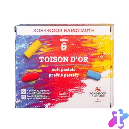 Porpasztell-kréta, puha, KOH-I-NOOR "Toison 8511/6", 6 különböző szín