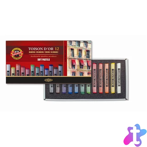 Porpasztell-kréta, puha, KOH-I-NOOR "Toison 8512/12", 12 különböző szín