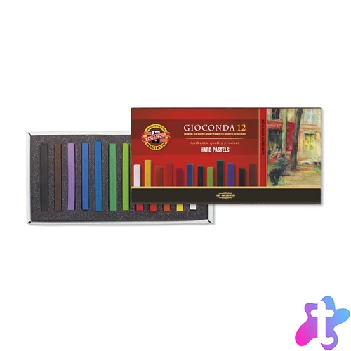 Pasztellkréta, kemény, KOH-I-NOOR "Gioconda 8112/6", 12 különböző szín