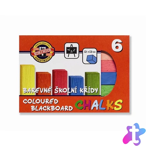 Táblakréta, szögletes, KOH-I-NOOR, 6 különböző szín