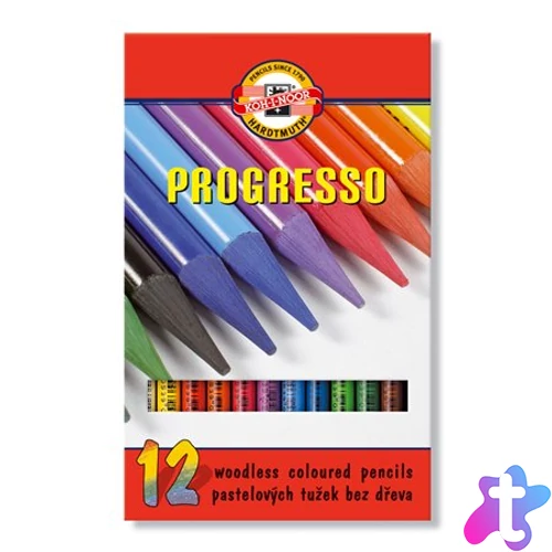 Színes ceruza készlet, henger alakú, famentes, KOH-I-NOOR "Progresso 8756/12", 12 különböző szín
