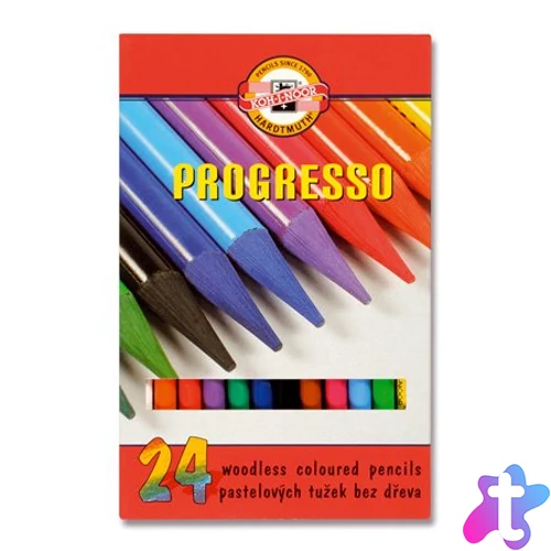 Színes ceruza készlet, henger alakú, famentes, KOH-I-NOOR "Progresso 8758/24", 24 különböző szín