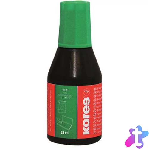 Bélyegzőfesték, 28 ml, KORES, zöld