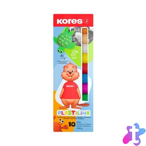 Gyurma, 200 g, 10 szín, KORES "Plastilina"