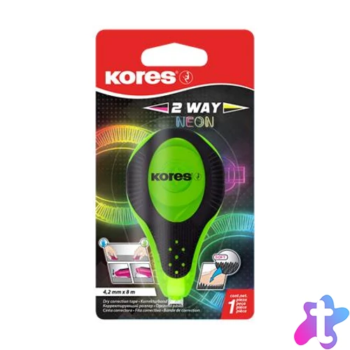 Hibajavító roller, 4,2 mm x 8 m, KORES "2WAY Neon", vegyes színekben