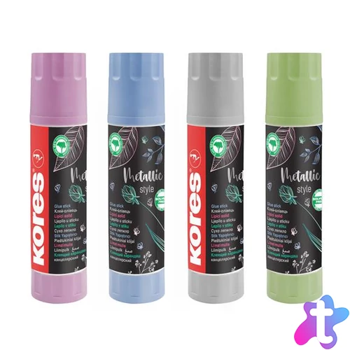 Ragasztóstift, metál színű tokban, 20 g, KORES "Metallic Style"