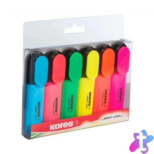 Szövegkiemelő készlet, 0,5-5 mm, KORES, 6 különböző szín