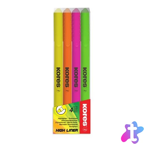 Szövegkiemelő készlet, 0,5-3,5 mm, KORES, 4 különböző szín