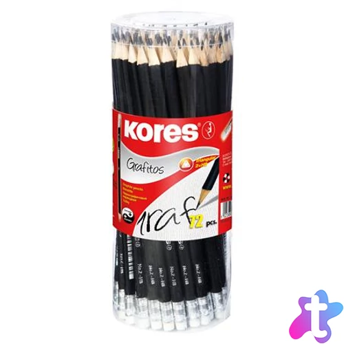 Grafitceruza radírral, HB, háromszögletű, KORES