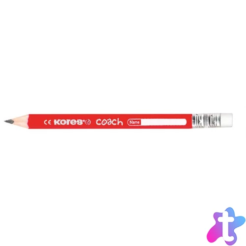 Grafitceruza radírral, HB, háromszögletű, jumbo, KORES "Coach"