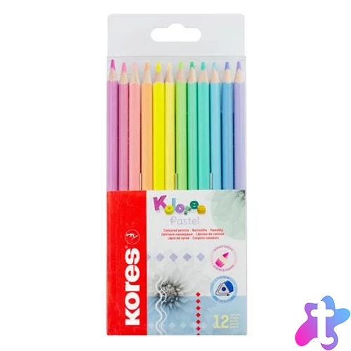 Színes ceruza készlet, háromszögletű, KORES "Kolores Pastel", 12 pasztell szín