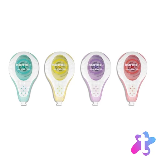 Hibajavító roller, 4,2 mm x 8 m, KORES "2WAY Pastel", vegyes pasztell színekben