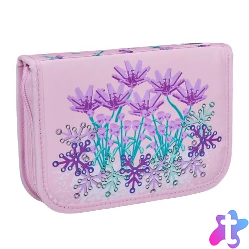 Tolltartó, klapnis, cipzáras, töltött, LEGO "Flowers", rózsaszín-mintás