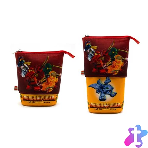 Tolltartó, cipzáras, pop-up, LEGO "Ninjago Dragon Power", piros-sárga-mintás