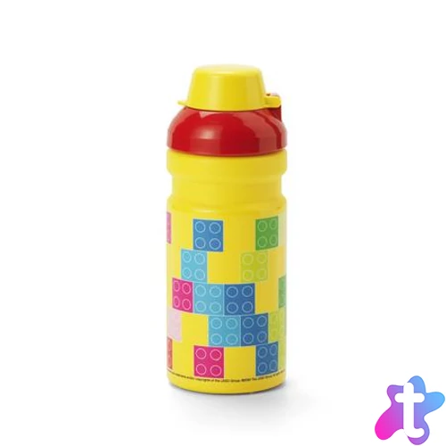 Kulacs, 390 ml, LEGO "Brick", sárga-piros-mintás
