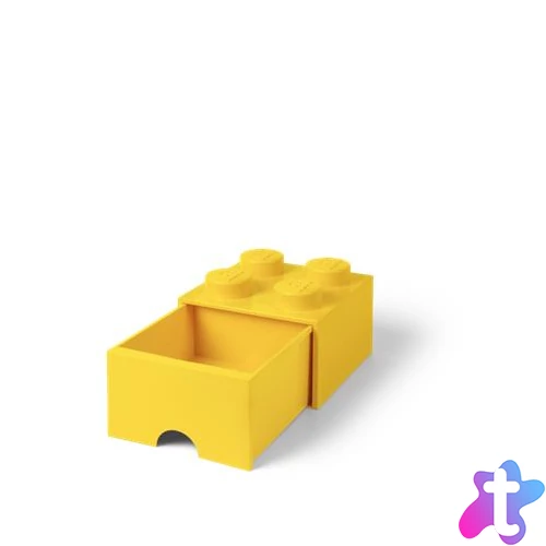 Tárolódoboz, fiókos, LEGO "Brick", sárga