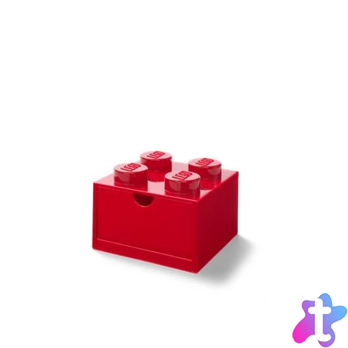 Tárolódoboz íróasztalra, fiókos, LEGO "Brick 2x2", piros