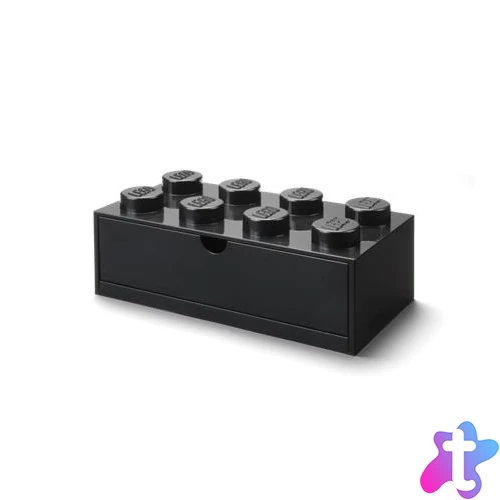 Tárolódoboz íróasztalra, fiókos, LEGO "Brick 4x2", fekete