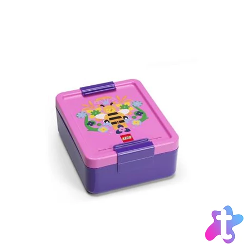 Uzsonnás doboz, LEGO "Bee", lila-rózsaszín-mintás