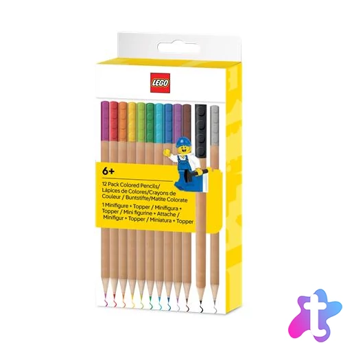 Színes ceruza készlet, mini figurával, LEGO, 12 különböző szín