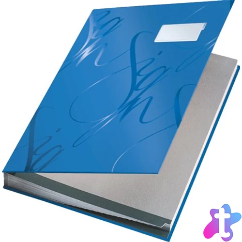 Aláírókönyv, A4, 18 részes, karton, LEITZ "Design", kék
