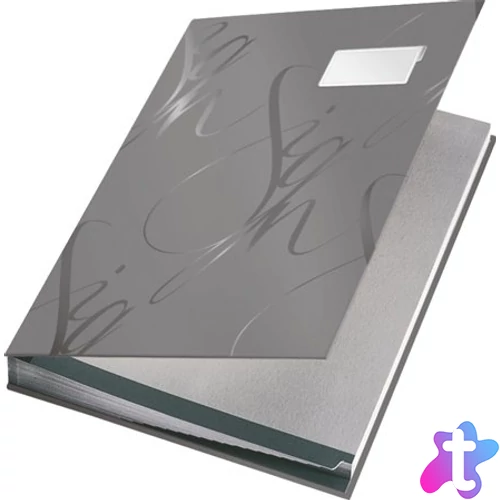 Aláírókönyv, A4, 18 részes, karton, LEITZ "Design", szürke