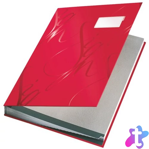 Aláírókönyv, A4, 18 részes, karton, LEITZ "Design", piros