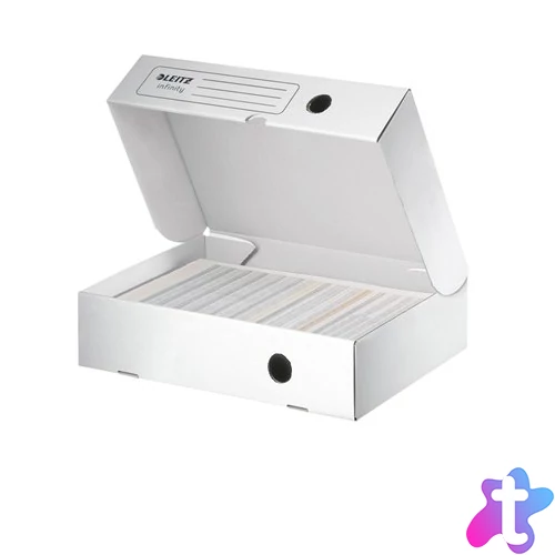 Archiválódoboz, A4, 80 mm, felfelé nyíló, LEITZ "Infinity", fehér