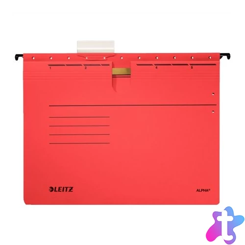 Függőmappa, gyorsfűzős, karton, A4, LEITZ "Alpha", piros