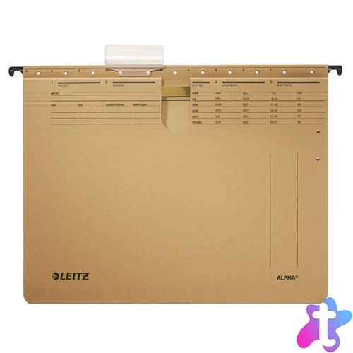 Függőmappa, gyorsfűzős, karton, A4, LEITZ "Alpha", natúr