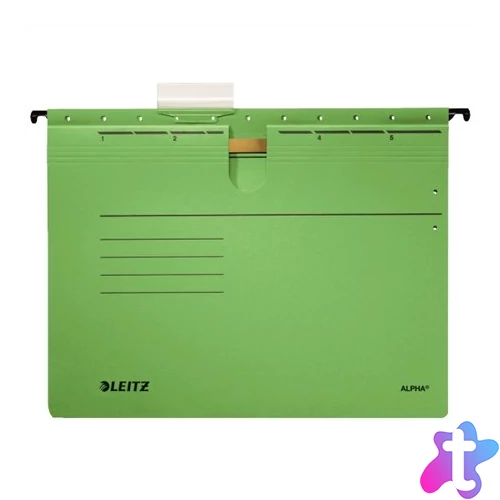 Függőmappa, gyorsfűzős, karton, A4, LEITZ "Alpha", zöld