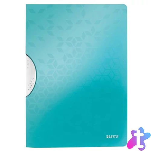 Gyorsfűző, klipes, PP, A4, LEITZ "Wow ColorClip" jégkék