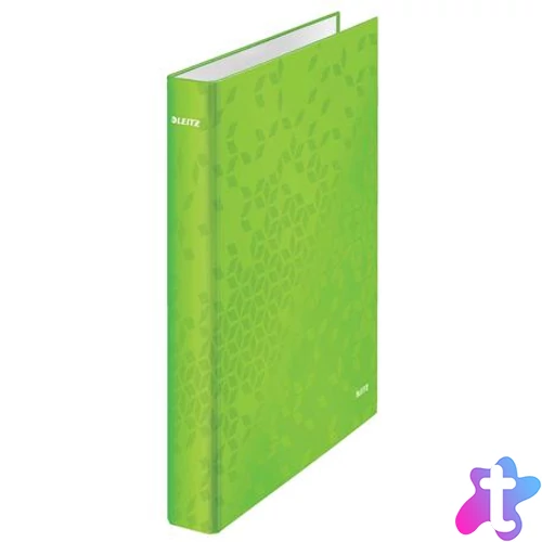 Gyűrűs könyv, 2 gyűrű, D alakú, 40 mm, A4 Maxi, karton, LEITZ "Wow", zöld