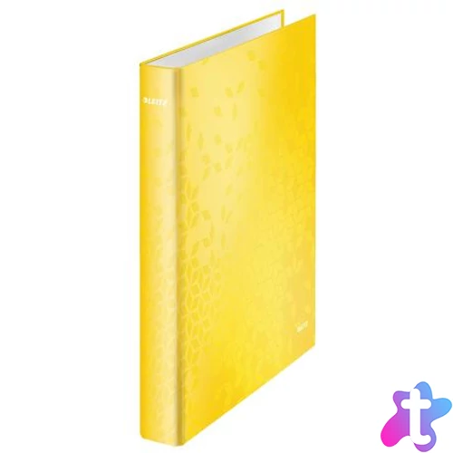 Gyűrűs könyv, 4 gyűrű, D alakú, 40 mm, A4 Maxi, karton, LEITZ "Wow", sárga