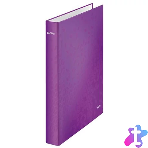 Gyűrűs könyv, 4 gyűrű, D alakú, 40 mm, A4 Maxi, karton, LEITZ "Wow", lila