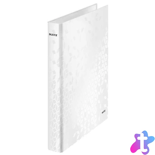Gyűrűs könyv, 4 gyűrű, D alakú, 40 mm, A4 Maxi, karton, LEITZ "Wow", fehér