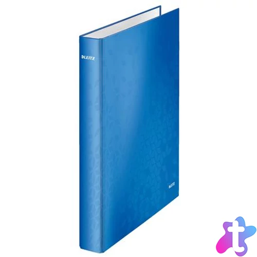 Gyűrűs könyv, 4 gyűrű, D alakú, 40 mm, A4 Maxi, karton, LEITZ "Wow", kék