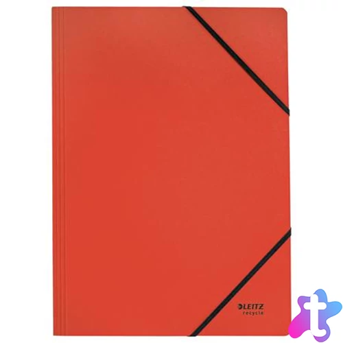 Gumis mappa, karton, A4, LEITZ "Recycle", piros