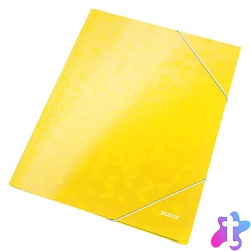 Gumis mappa, 15 mm, karton, A4, LEITZ "Wow", sárga