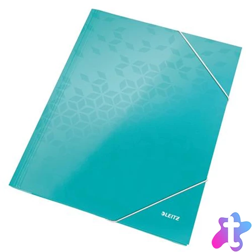 Gumis mappa, 15 mm, karton, A4, LEITZ "Wow", jégkék
