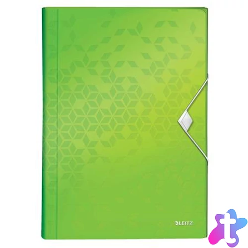 Harmonikamappa, A4, PP, 6 rekeszes, LEITZ "Wow", zöld