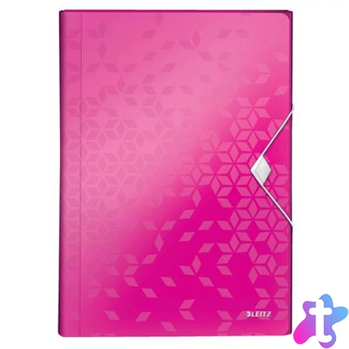 Harmonikamappa, A4, PP, 6 rekeszes, LEITZ "Wow", rózsaszín