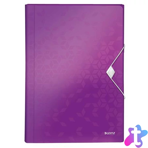Harmonikamappa, A4, PP, 6 rekeszes, LEITZ "Wow", lila