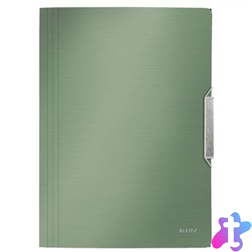 Gumis mappa, PP, A4, LEITZ "Style", olajfazöld