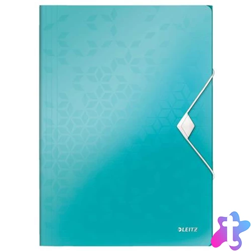 Gumis mappa, PP, A4, LEITZ "Wow", jégkék