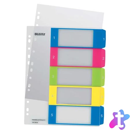 Regiszter, műanyag, A4 Maxi, 1-5, LEITZ "Wow"
