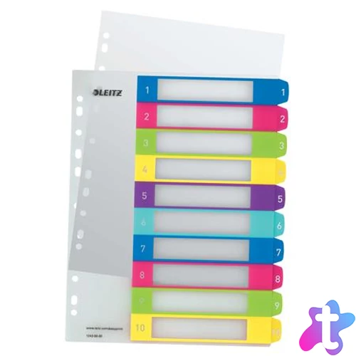 Regiszter, műanyag, A4 Maxi, 1-10, LEITZ "Wow"