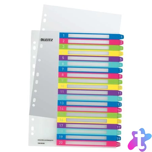 Regiszter, műanyag, A4 Maxi, 1-20, LEITZ "Wow"