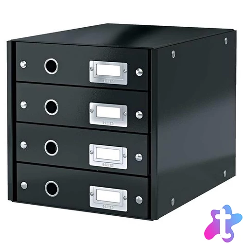 Irattároló, laminált karton, 4 fiókos, LEITZ "Click&Store", fekete