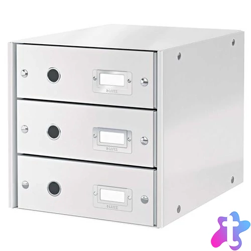 Irattároló, laminált karton, 3 fiókos, LEITZ "Click&Store", fehér